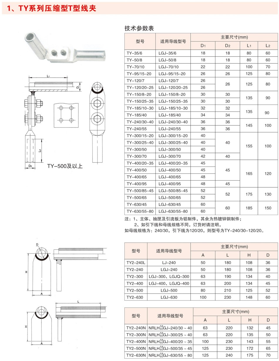 TY系列压缩型T型线夹