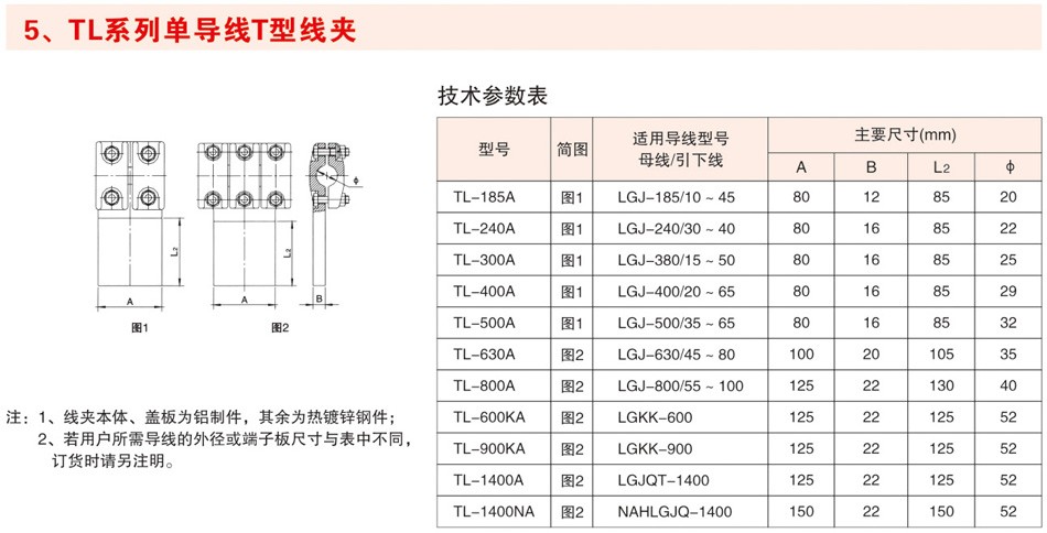 TL系列单导线T型线夹