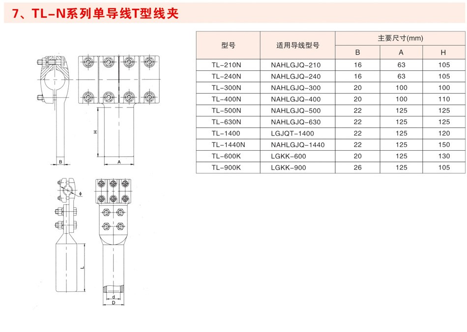 TL-N系列单导线T型线夹