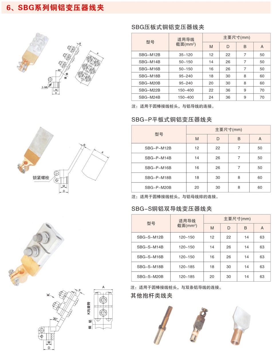 SBG系列铜铝变压器线夹