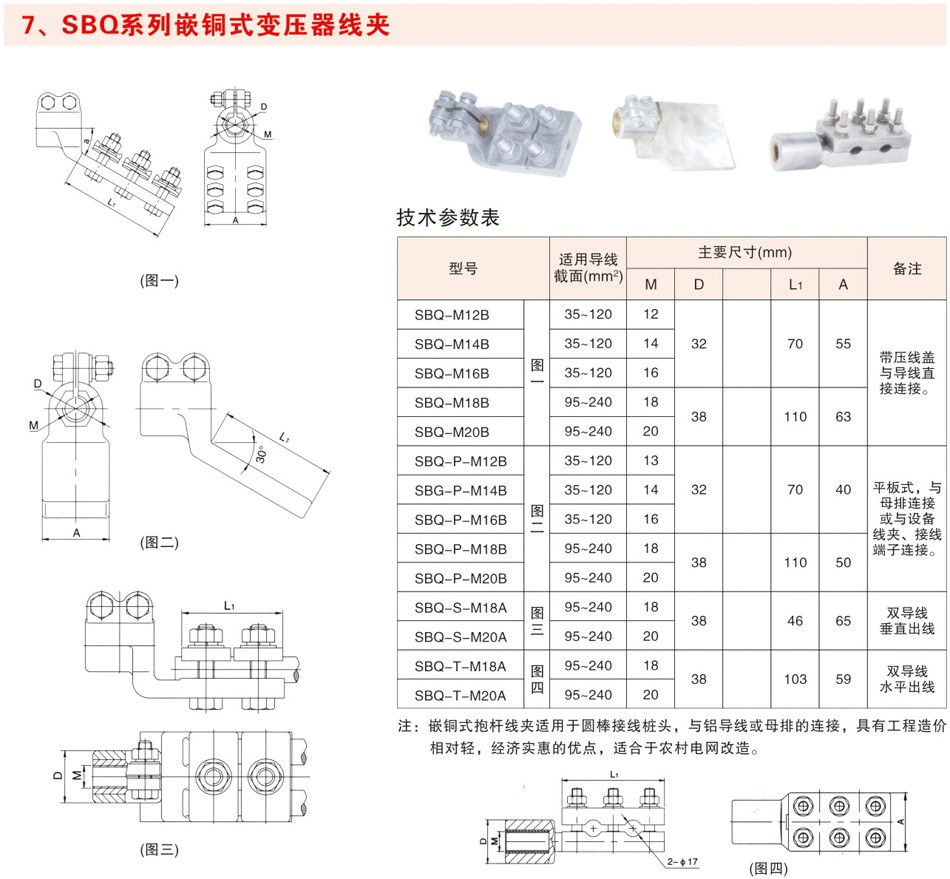 SBQ系列钳铜式变压器线夹