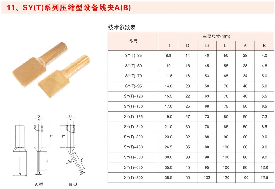 SY(T)系列压缩型设备线夹A(B)