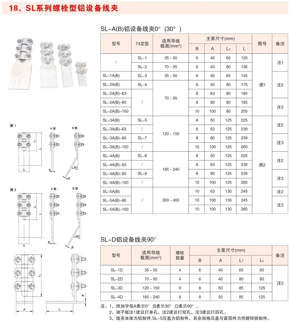 SL系列螺栓型铝设备线夹