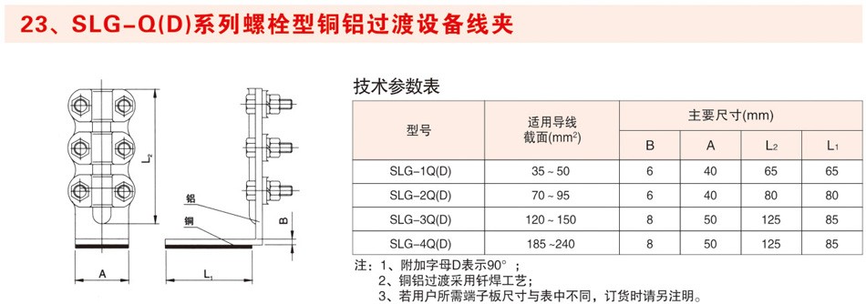 SLG-Q(D)系列螺栓型铜铝过渡设备线夹