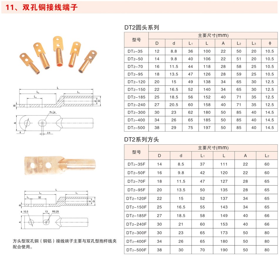 双孔铜接线端子