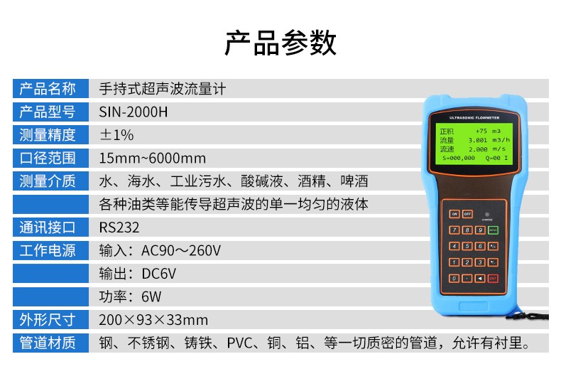 SIN-2000H手持式超声波流量计