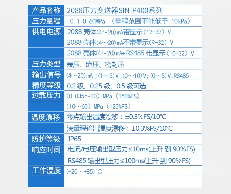 SIN-P400_2088型压力变送器_榔头型