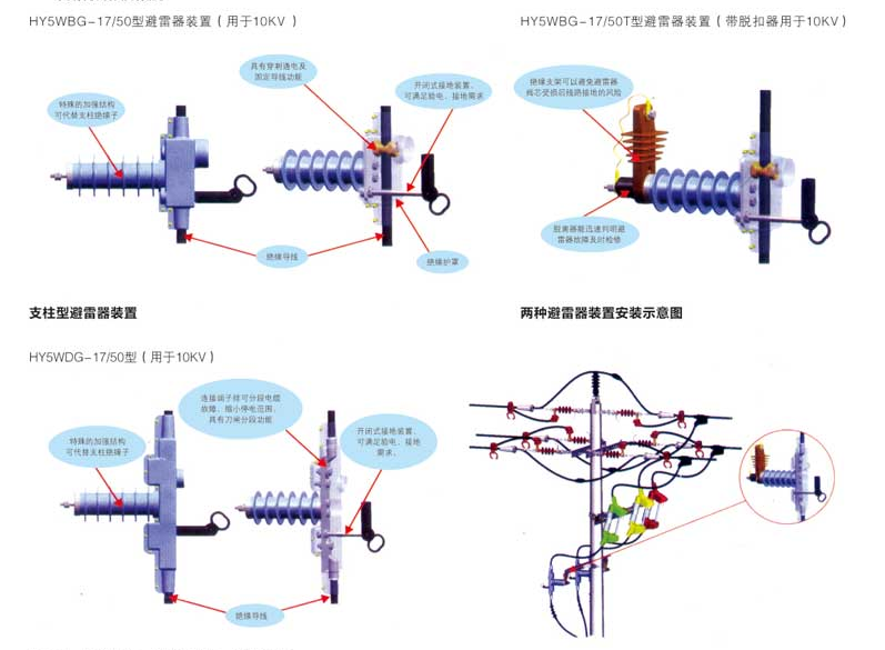 HY5WB(D)17-50支柱避雷器装置（配变用）