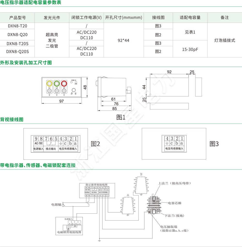 92X44mm高压带电显示装置《提示型(灯可插拔式)》