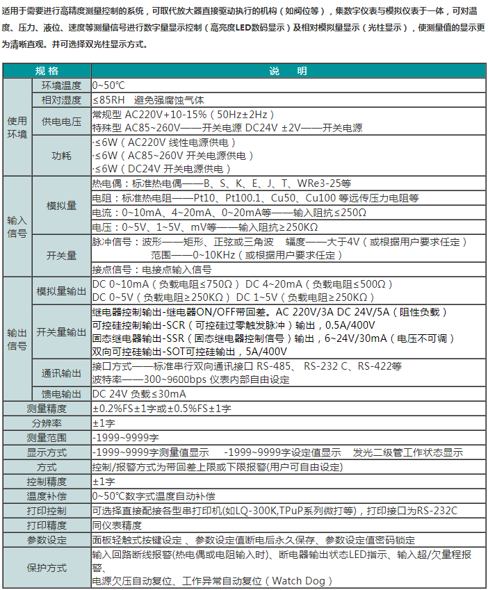 SWP-PID自整定数字/光柱显示控制仪（外给定或阀位控制）