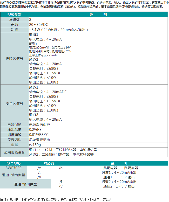 SWP7000系列配电器/隔离器