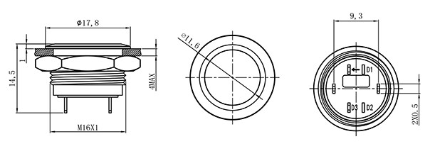 HBDGQ16SF-10W/△/▲/◎型16mm金属轻触开关