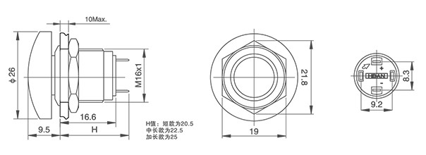 HBDGQ16M-10/J/A/★型金属开关按钮