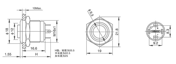 HBDGQ16H-10E/J/△/▲/◎型金属开关按钮