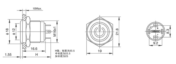 HBDGQ16F-10ET/J/△/▲/◎型金属开关按钮