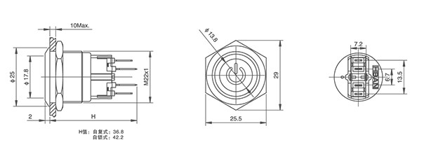 HBDGQ22F-11ET/■/△/▲/◎金属开关按钮