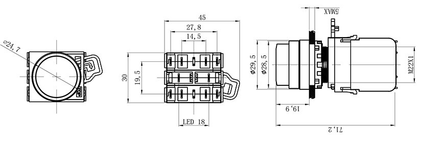 HBD-K10A-11GD塑料开关按钮