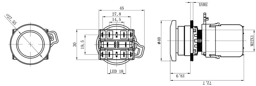 HBD-K10A-11MD塑料开关按钮