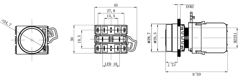 HBD-K10B-11D塑料开关按钮