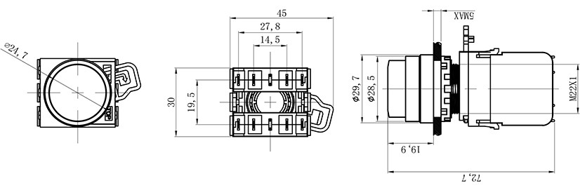 HBD-K10B-11G塑料开关按钮