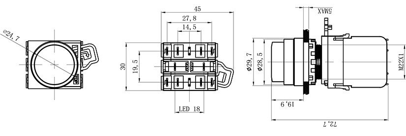 HBD-K10B-11GD塑料开关按钮