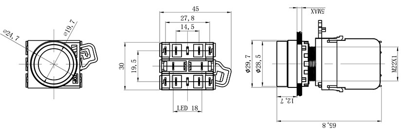 HBD-K10B-11E塑料开关按钮