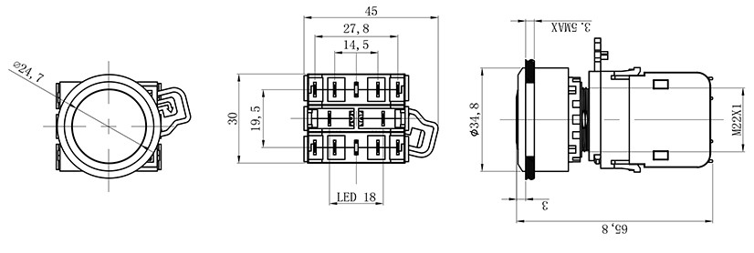 HBD-K20S-11D塑料开关按钮