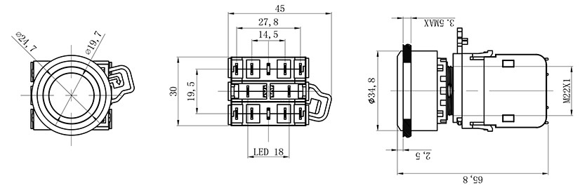 HBD-K20S-11E塑料开关按钮