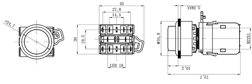 HBD-K20S-11GD塑料开关按钮