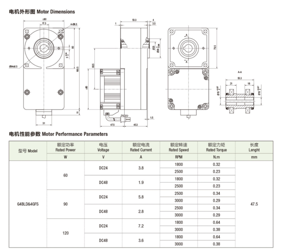 L型中空扁平80无刷直流减速电机（60W 90W 120W）