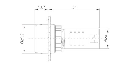 HBD16-22CS / Ø22mm 短款信号指示灯