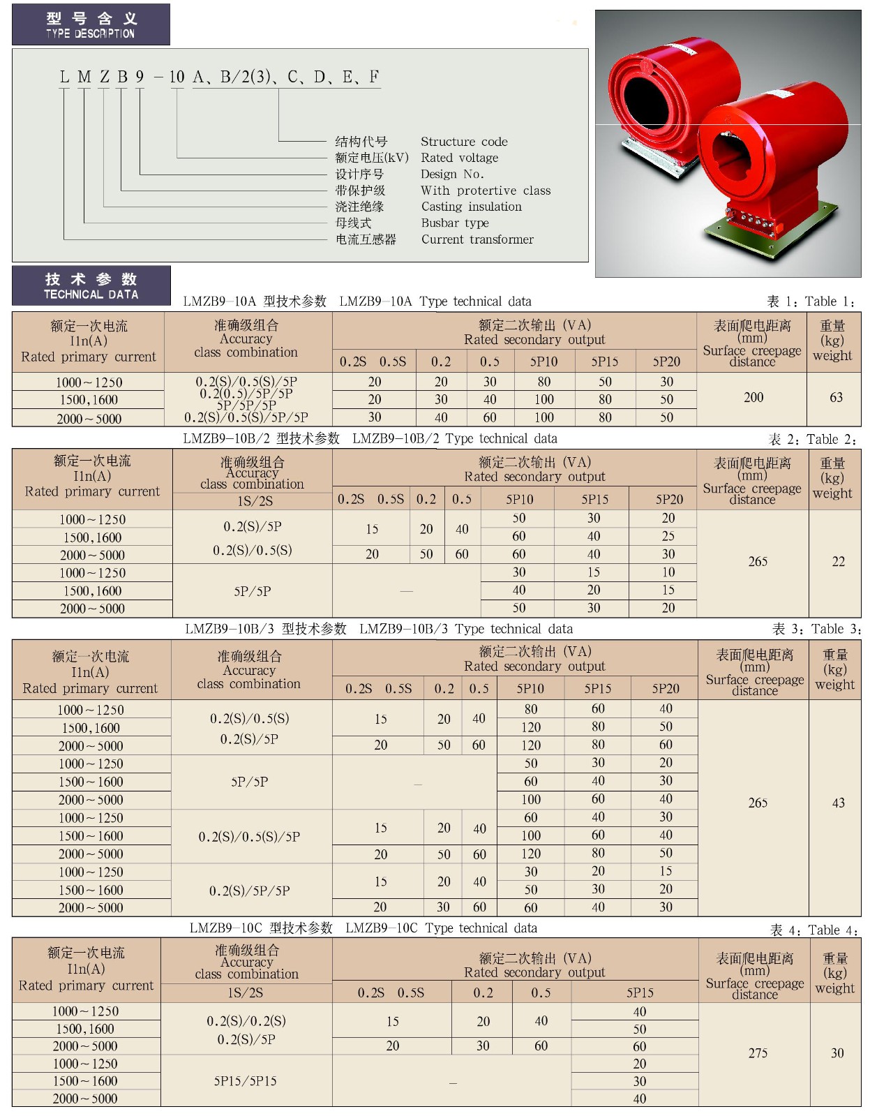 LMZB9-10A、B/2(3)、C、D、E、F系列电流互感器