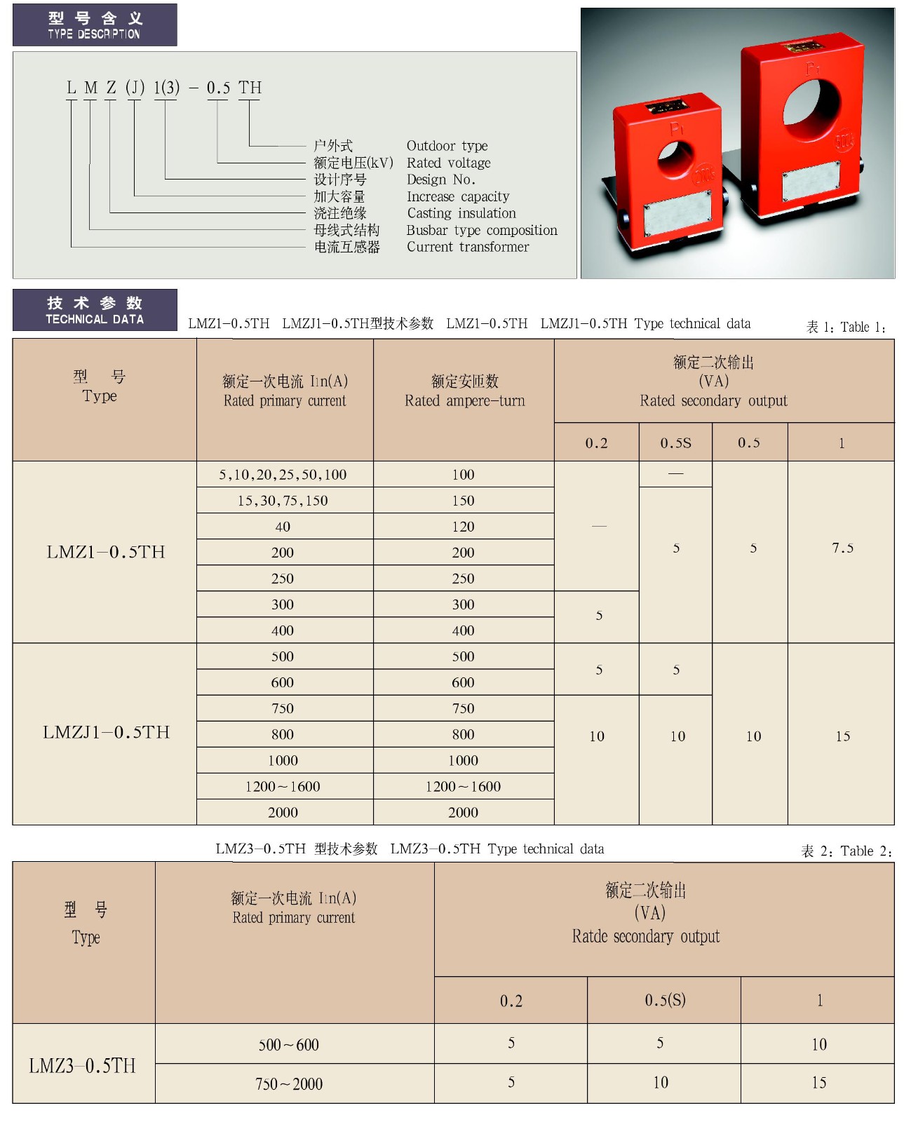 LMZ(J)1(3)-0.5TH系列户外电流互感器