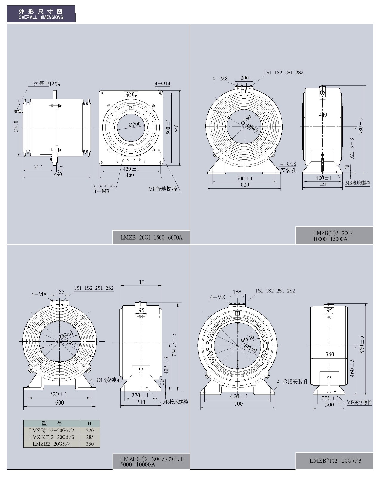 LMZB(T)2(3、4、5、6、8)-20(G1、3、4、5、7、8)/2(3、4)φ180(200)系列敞开母线式电流互感器