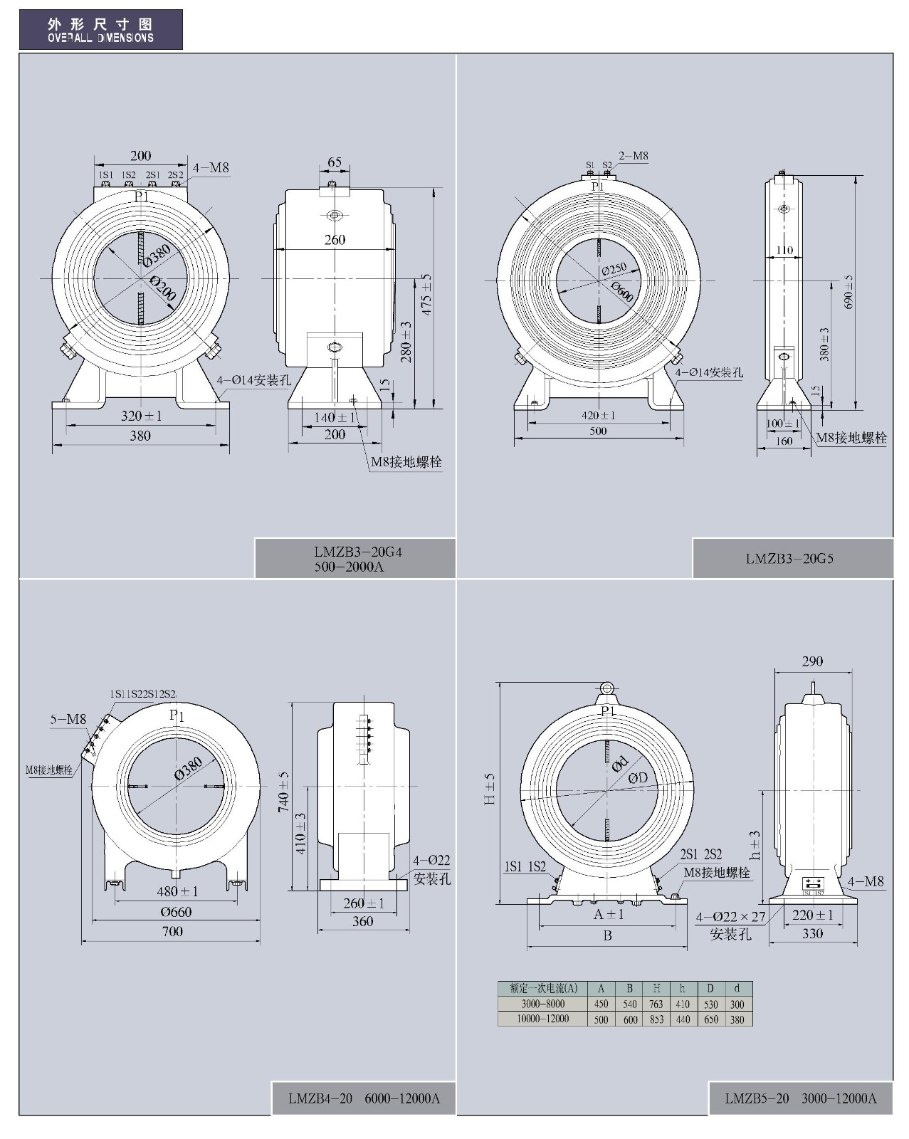 LMZB(T)2(3、4、5、6、8)-20(G1、3、4、5、7、8)/2(3、4)φ180(200)系列敞开母线式电流互感器