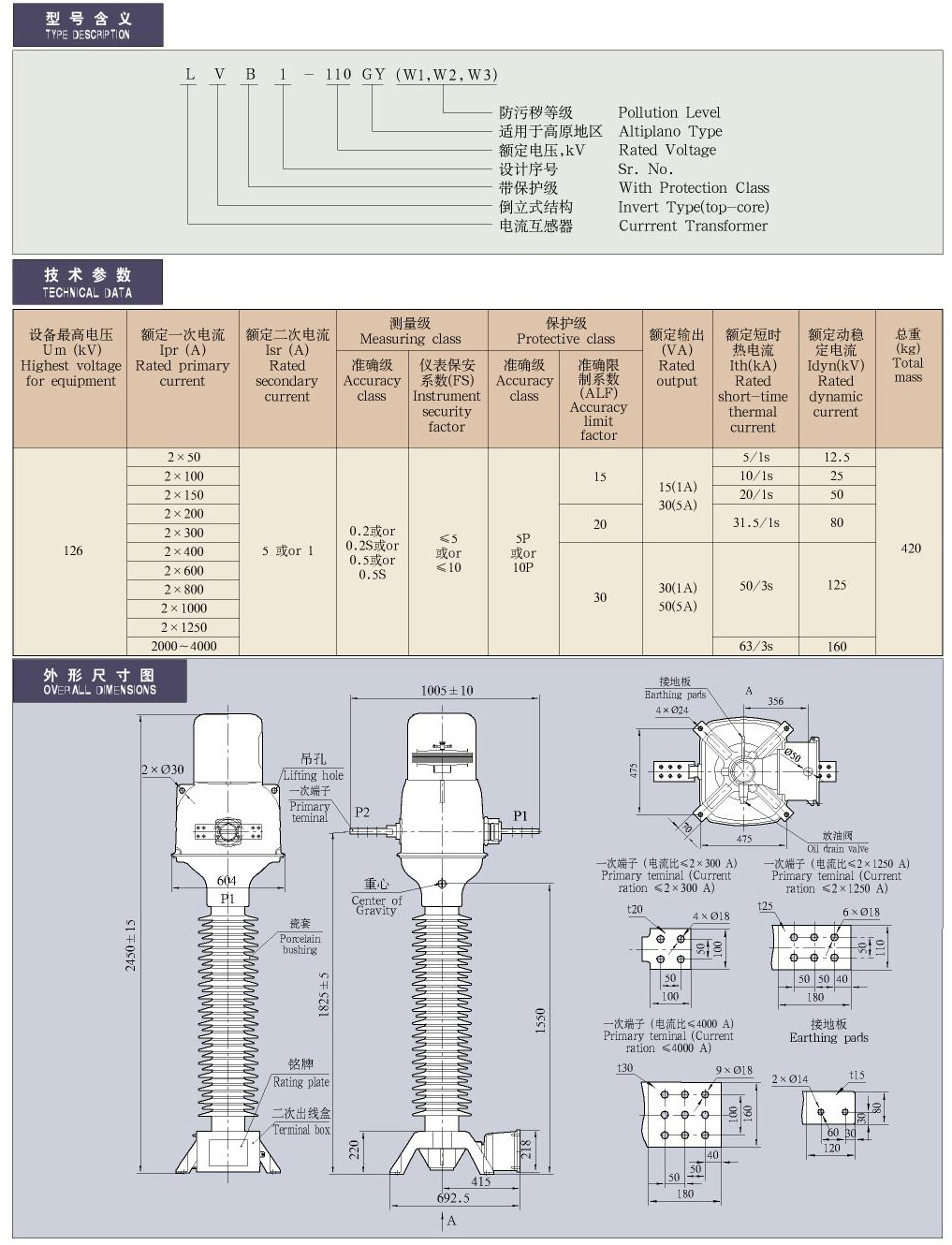 35-220kV-LVB1-110型油浸倒立式电流互感器