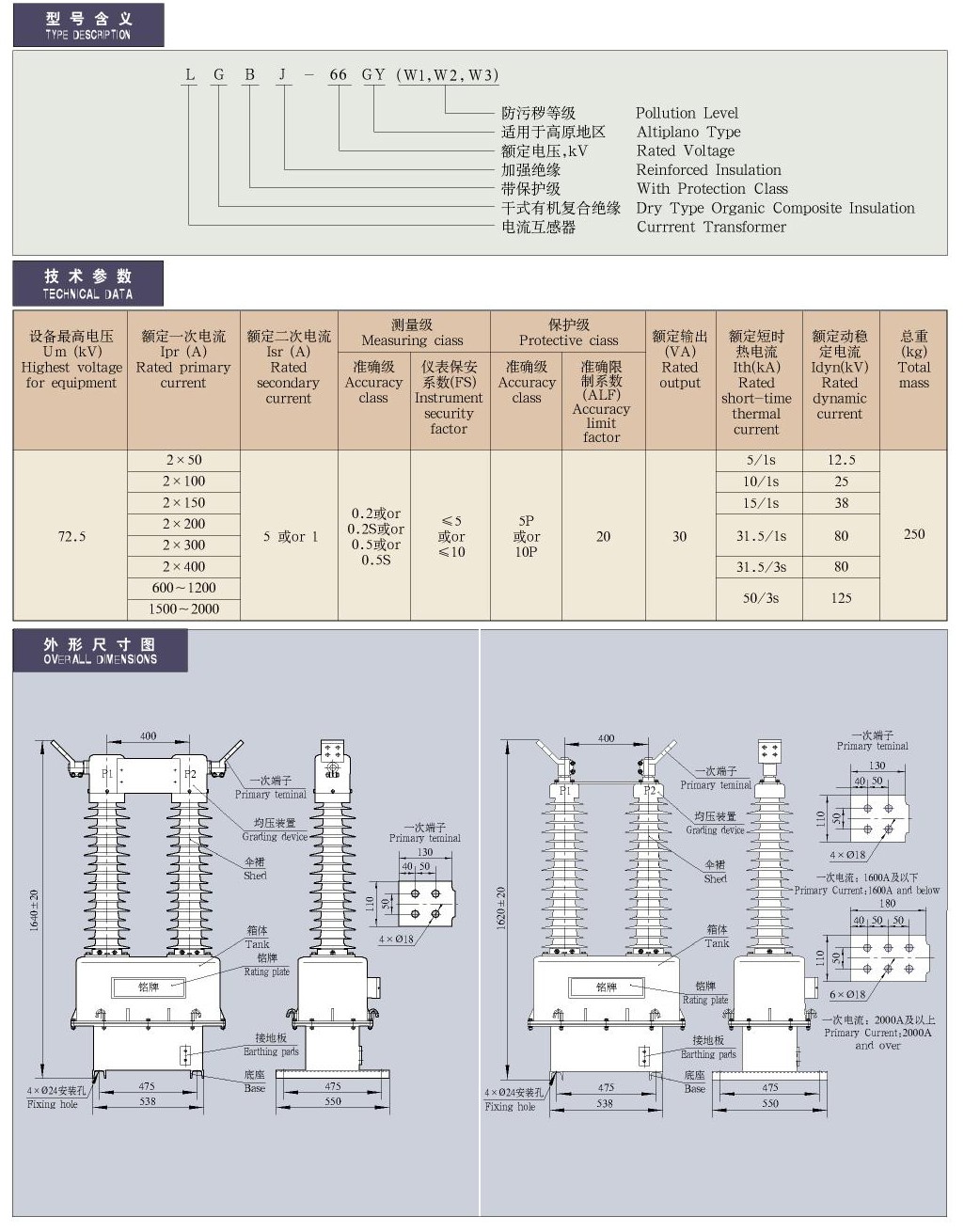 35-220kV-LGBJ-66型有机复合绝缘干式电流互感器