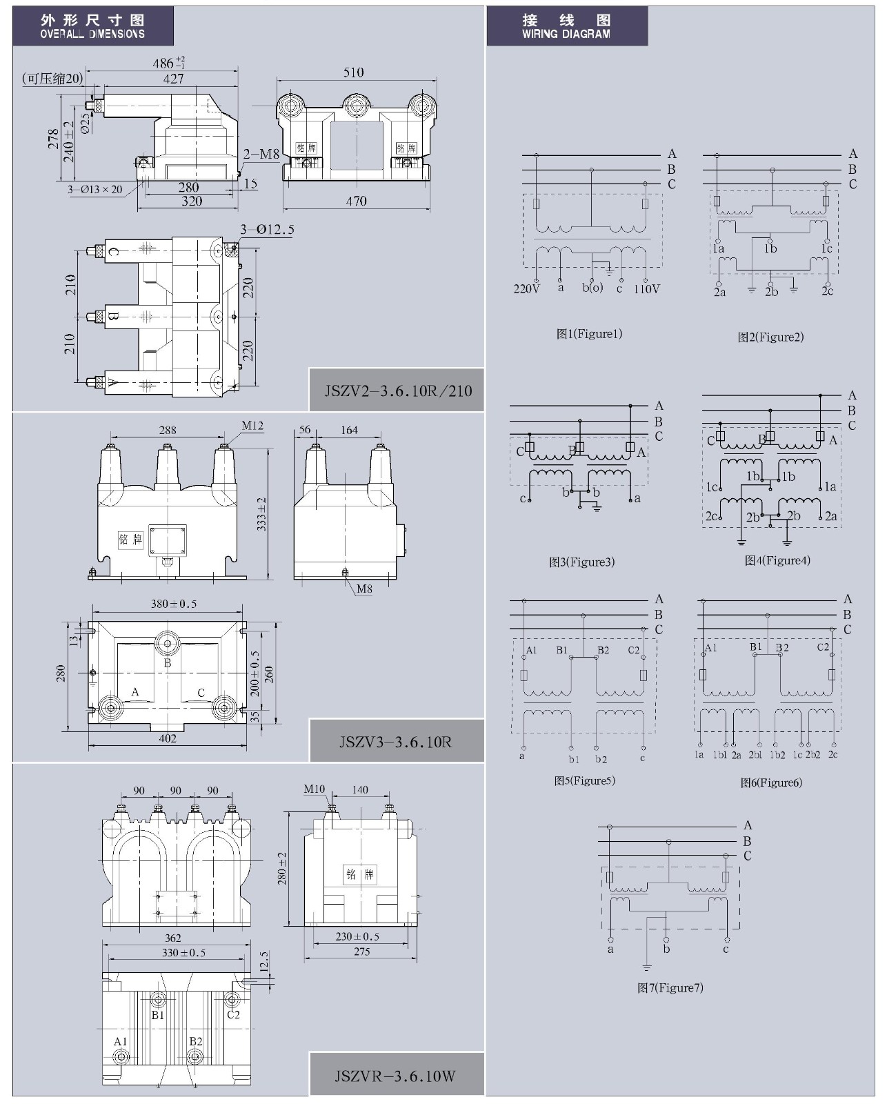 JSZV（R）(1、2、3)-3、6、10(R/W)(/150、210)系列全封闭带熔断器户内三相电压互感器