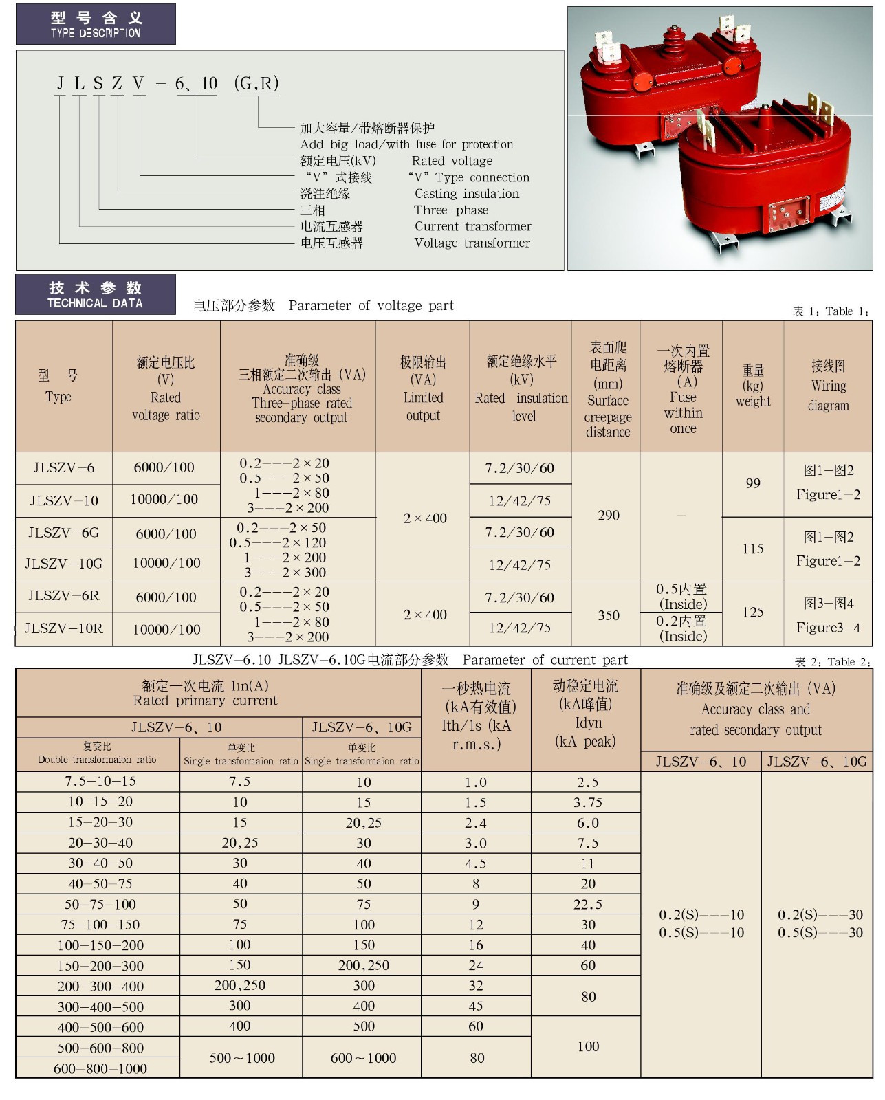 JLSZV-6、10(GR)系列全封闭户内三相组合互感器