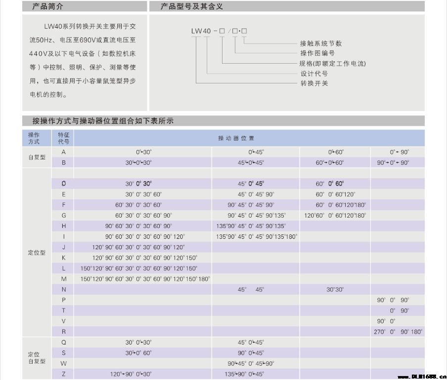 LW40系列转换开关