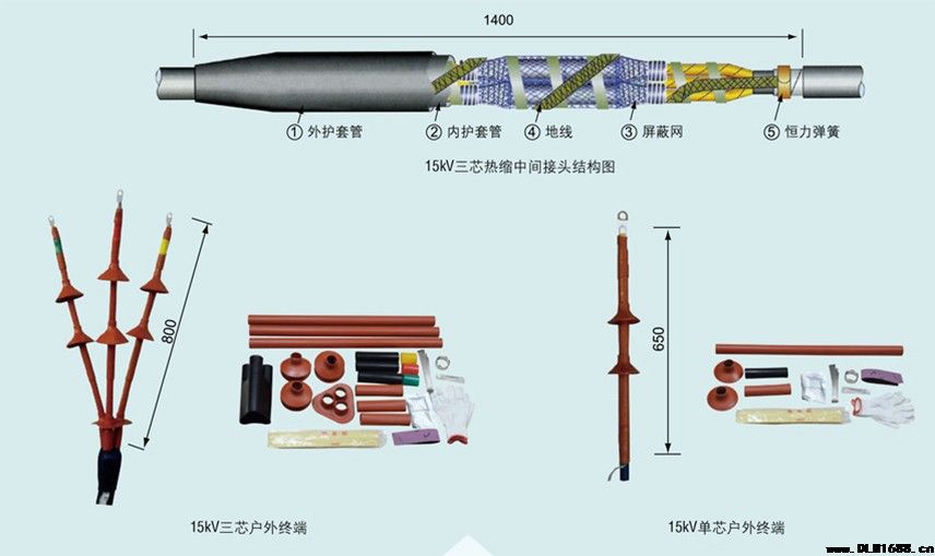 8.7/15kV三芯热缩中间接头电缆附件